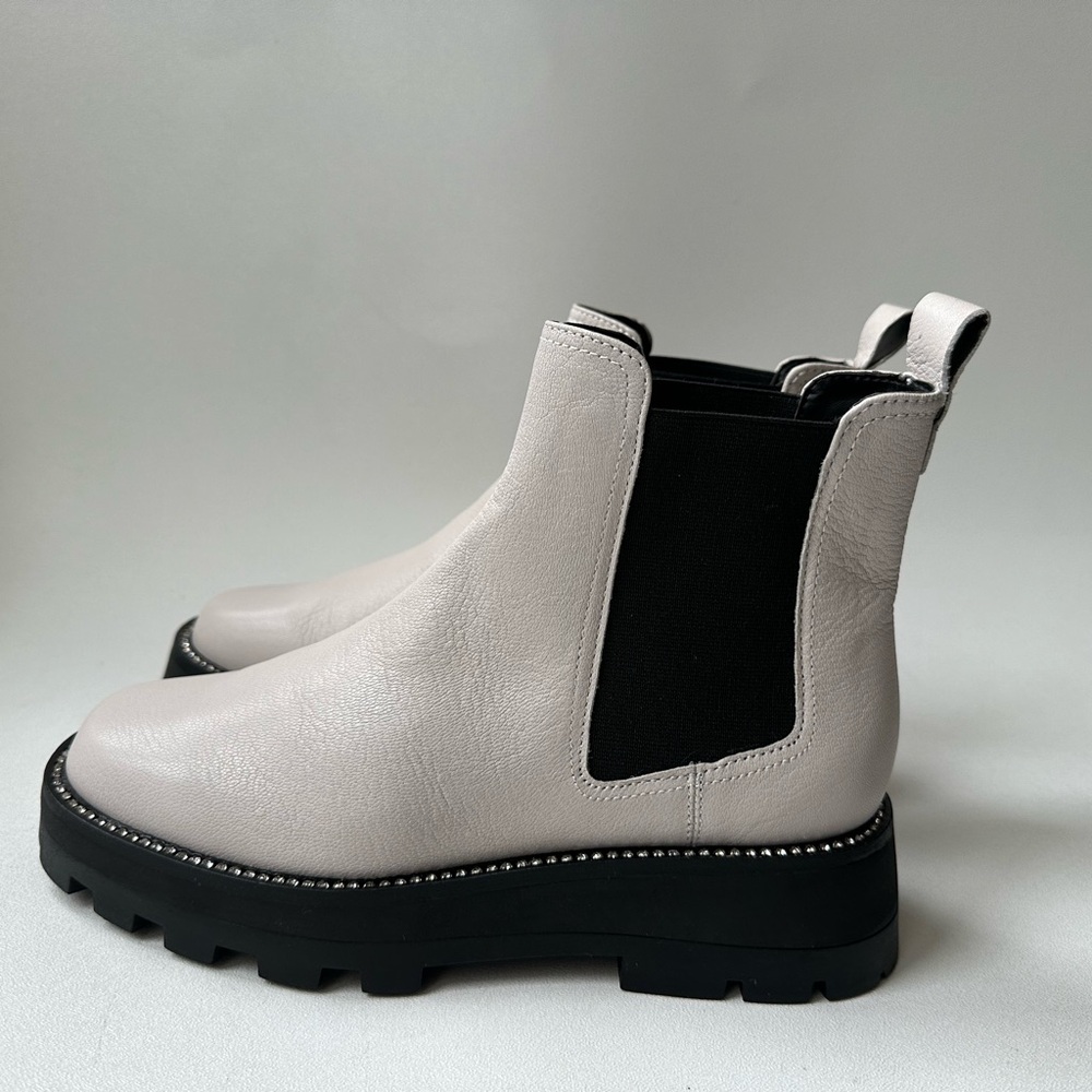Karl Lagerfeld Paris Womens White Mayde Toe Block Heel Leather Chelsea 8
